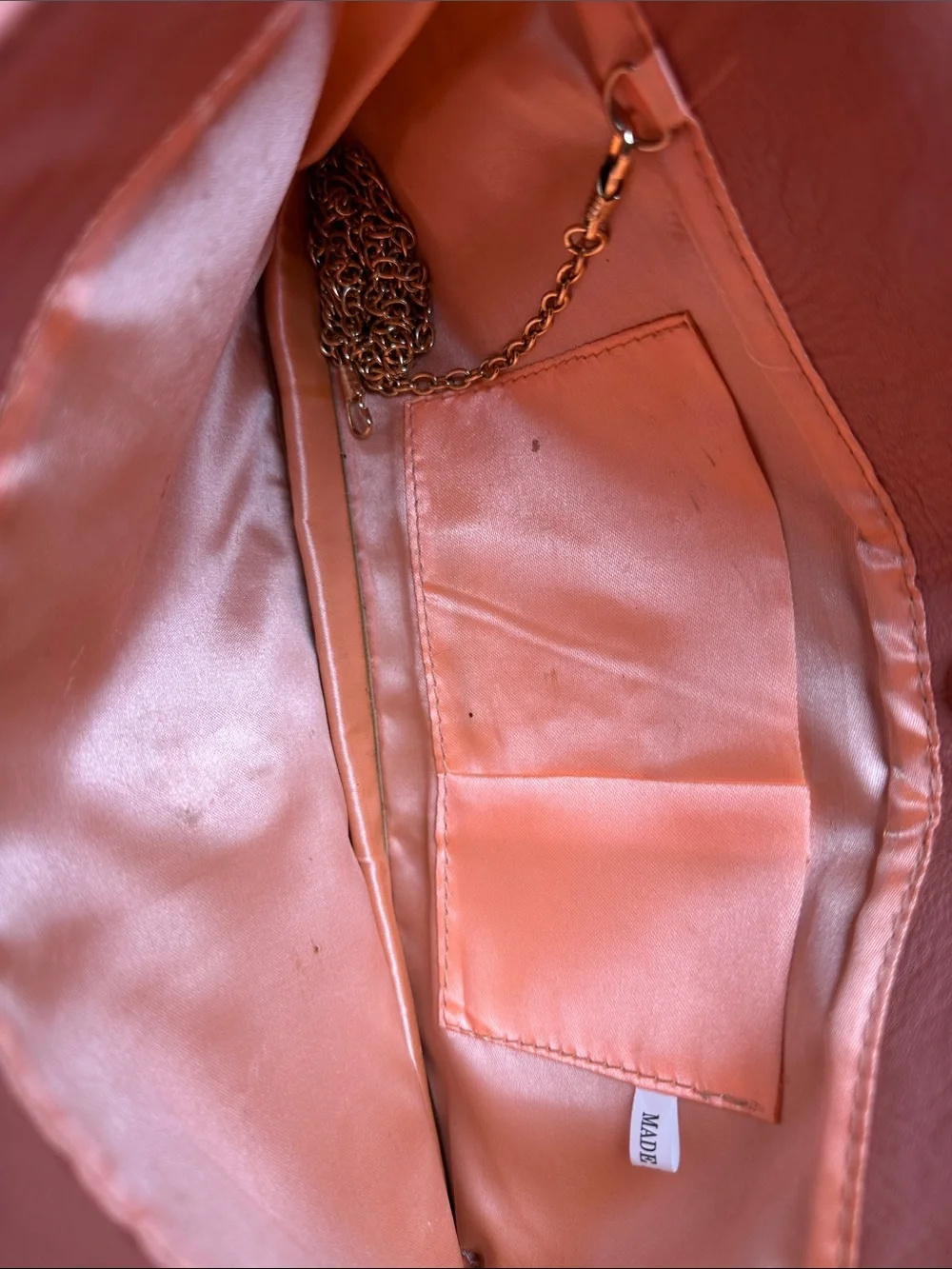 Salmon Pink Faux Leather Envelope Clutch